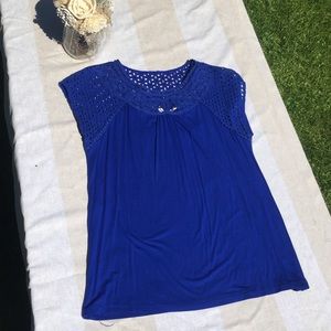 LAST CALL 🍃 Royal Blue Top with Lace Detail